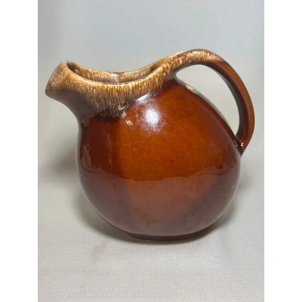 Vintage Hull Pottery Brown Drip Glaze Ball Pitcher Ovenproof Crooksville OH